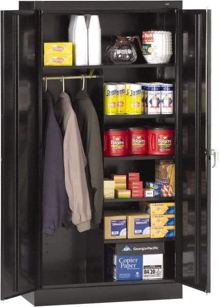 Tennsco - 6 Shelf Combination Storage Cabinet - Steel, 36" Wide x 18" Deep x 72" High, Medium Gray - Eagle Tool & Supply