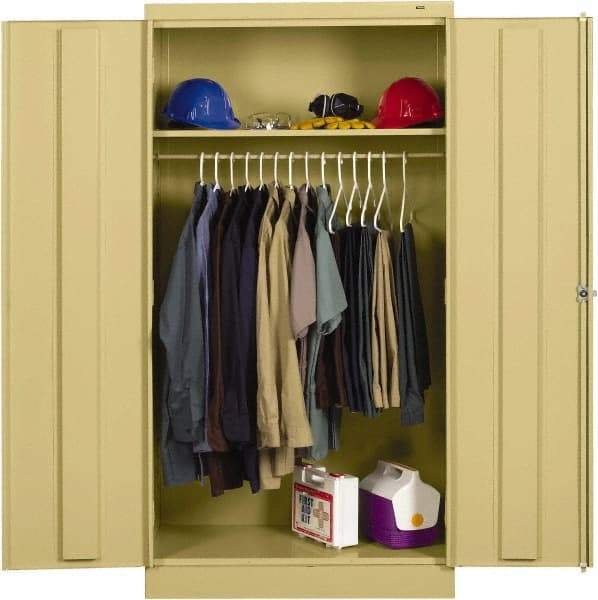 Tennsco - 2 Shelf Wardrobe Storage Cabinet - Steel, 36" Wide x 18" Deep x 72" High, Champagne/Putty - Eagle Tool & Supply