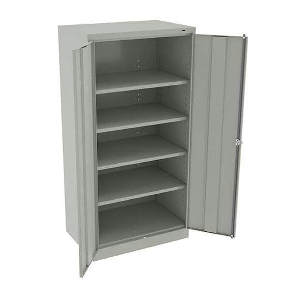 Tennsco - 5 Shelf Locking Storage Cabinet - Steel, 36" Wide x 24" Deep x 72" High, Light Gray - Eagle Tool & Supply