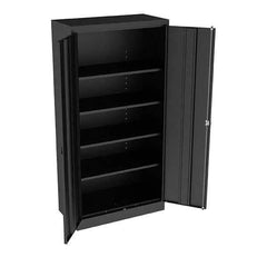 Tennsco - 5 Shelf Locking Storage Cabinet - Steel, 36" Wide x 18" Deep x 72" High, Black - Eagle Tool & Supply