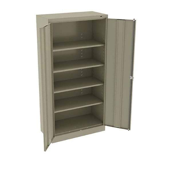 Tennsco - 5 Shelf Locking Storage Cabinet - Steel, 36" Wide x 18" Deep x 72" High, Sand - Eagle Tool & Supply