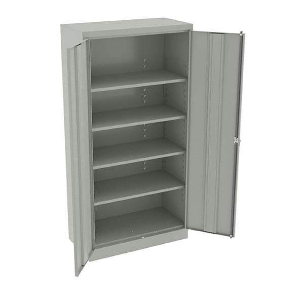 Tennsco - 5 Shelf Locking Storage Cabinet - Steel, 36" Wide x 18" Deep x 72" High, Light Gray - Eagle Tool & Supply
