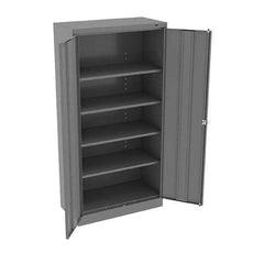 Tennsco - 5 Shelf Locking Storage Cabinet - Steel, 36" Wide x 18" Deep x 72" High, Medium Gray - Eagle Tool & Supply