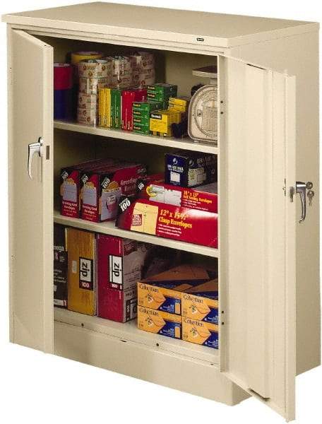 Tennsco - 3 Shelf Locking Storage Cabinet - Steel, 36" Wide x 24" Deep x 42" High, Light Gray - Eagle Tool & Supply