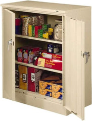 Tennsco - 3 Shelf Locking Storage Cabinet - Steel, 36" Wide x 18" Deep x 42" High, Champagne/Putty - Eagle Tool & Supply