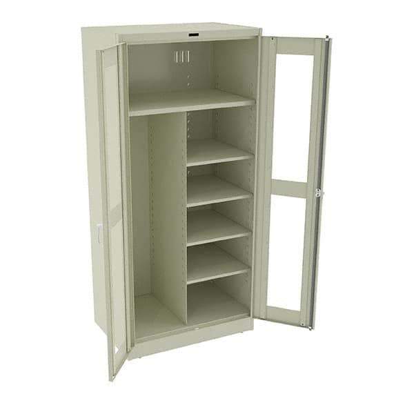Tennsco - 6 Shelf Combination Storage Cabinet - Steel, 36" Wide x 24" Deep x 78" High, Champagne/Putty - Eagle Tool & Supply