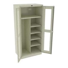 Tennsco - 6 Shelf Combination Storage Cabinet - Steel, 36" Wide x 24" Deep x 78" High, Champagne/Putty - Eagle Tool & Supply
