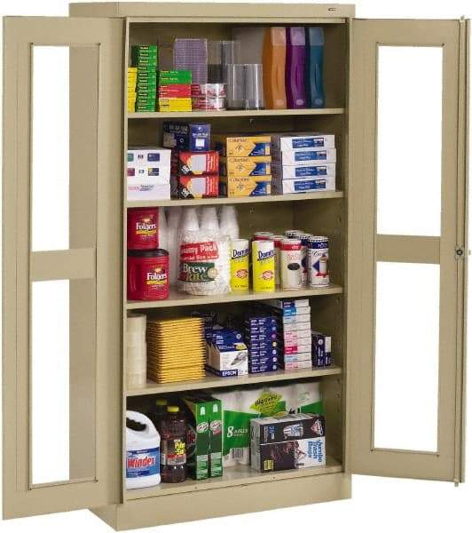 Tennsco - 5 Shelf Visible Storage Cabinet - Steel, 36" Wide x 24" Deep x 72" High, Champagne/Putty - Eagle Tool & Supply
