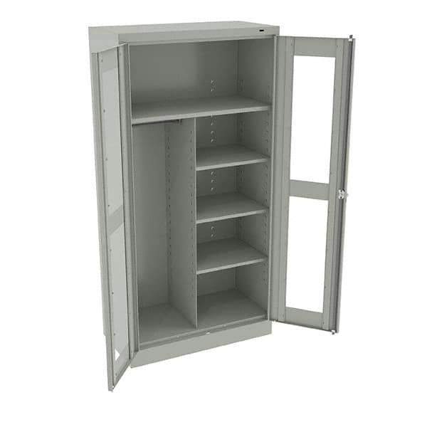 Tennsco - 6 Shelf Combination Storage Cabinet - Steel, 36" Wide x 18" Deep x 72" High, Light Gray - Eagle Tool & Supply