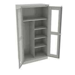 Tennsco - 6 Shelf Combination Storage Cabinet - Steel, 36" Wide x 18" Deep x 72" High, Light Gray - Eagle Tool & Supply