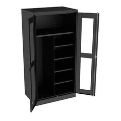 Tennsco - 6 Shelf Combination Storage Cabinet - Steel, 36" Wide x 24" Deep x 72" High, Black - Eagle Tool & Supply