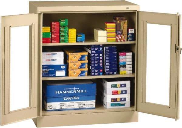 Tennsco - 3 Shelf Visible Storage Cabinet - Steel, 36" Wide x 18" Deep x 42" High, Light Gray - Eagle Tool & Supply