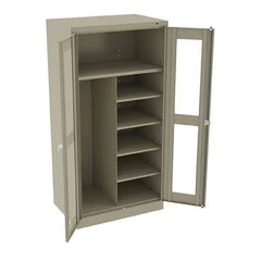 Tennsco - 6 Shelf Combination Storage Cabinet - Steel, 36" Wide x 24" Deep x 72" High, Sand - Eagle Tool & Supply