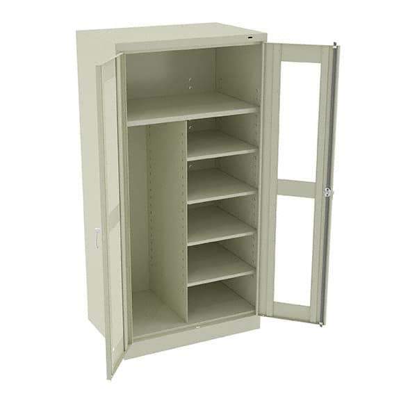 Tennsco - 6 Shelf Combination Storage Cabinet - Steel, 36" Wide x 24" Deep x 72" High, Champagne/Putty - Eagle Tool & Supply