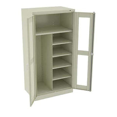 Tennsco - 6 Shelf Combination Storage Cabinet - Steel, 36" Wide x 24" Deep x 72" High, Champagne/Putty - Eagle Tool & Supply