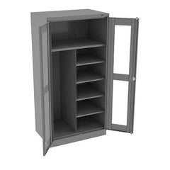 Tennsco - 6 Shelf Combination Storage Cabinet - Steel, 36" Wide x 24" Deep x 72" High, Medium Gray - Eagle Tool & Supply