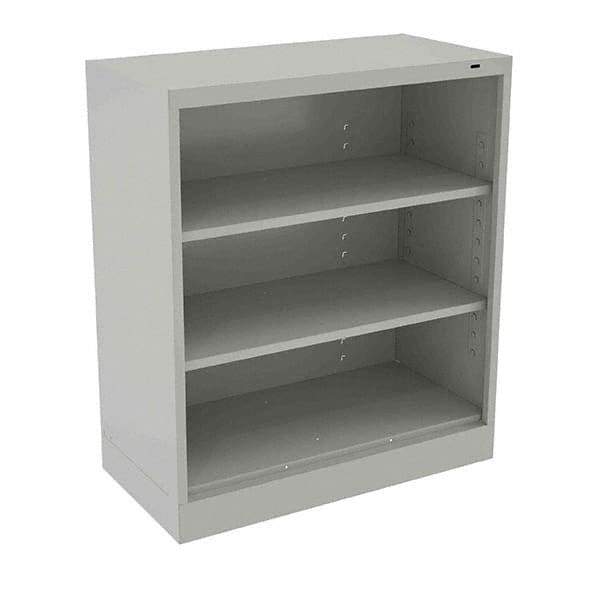 Tennsco - 3 Shelf, 200 Lb. Capacity, Closed Shelving Storage Cabinets and Lockers - 36 Inch Wide x 24 Inch Deep x 42 Inch High, Light Gray - Eagle Tool & Supply