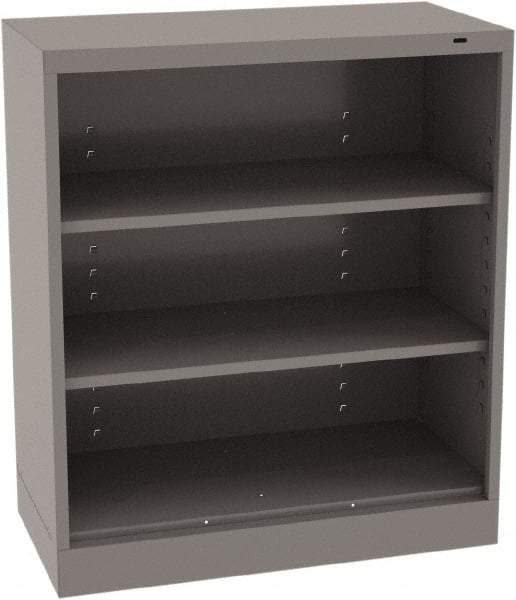 Tennsco - 3 Shelf, 150 Lb. Capacity, Closed Shelving Storage Cabinets and Lockers - 36 Inch Wide x 18 Inch Deep x 42 Inch High, Medium Gray - Eagle Tool & Supply