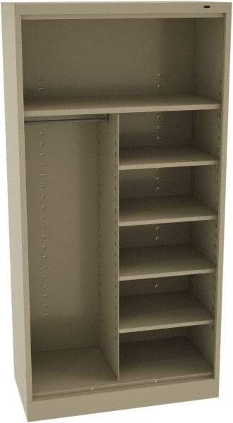 Tennsco - 5 Shelf, 150 Lb. Capacity, Closed Shelving Storage Cabinets and Lockers - 36 Inch Wide x 18 Inch Deep x 72 Inch High, Sand - Eagle Tool & Supply