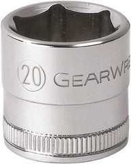 GearWrench - 3/8" Drive, Standard Hand Socket - 6 Points, 1.102" OAL, Alloy Steel, Full Polish Finish - Eagle Tool & Supply