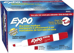 Expo - Red Low Odor Chisel Tip 12 Pack Dry Erase Markers - For Use with Dry Erase Marker Boards - Eagle Tool & Supply