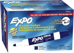 Expo - Blue Low Odor Bullet Tip 12 Pack Dry Erase Markers - For Use with Dry Erase Marker Boards - Eagle Tool & Supply