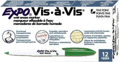 Expo - Green Fine Tip 12 Pack Wet Erase Markers - For Use with Dry Erase Marker Boards - Eagle Tool & Supply
