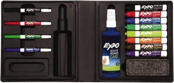 Expo - Assorted Colors, Low Odor 4 Fine Point, 8 Chisel Tip Dry Erase Markers - Includes Cleaning Fluid, For Use with Dry Erase Marker Boards - Eagle Tool & Supply