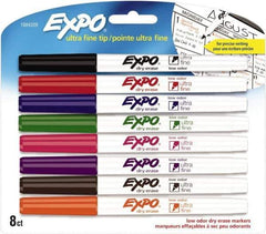 Expo - Black, Blue, Brown, Green, Orange, Pink, Purple & Red Low Odor Ultra Fine Tip 8 Pack Dry Erase Markers - For Use with Dry Erase Marker Boards - Eagle Tool & Supply