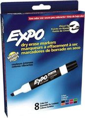 Expo - Black, Blue, Brown, Green, Orange, Pink, Purple & Red Low Odor Chisel Tip 8 Pack Dry Erase Markers - For Use with Dry Erase Marker Boards - Eagle Tool & Supply