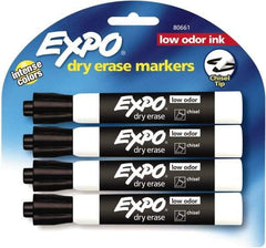 Expo - Black Low Odor Chisel Tip 4 Pack Dry Erase Markers - For Use with Dry Erase Marker Boards - Eagle Tool & Supply