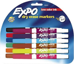 Expo - Aqua, Black, Blue, Brown, Green, Lime, Orange, Pink, Plum, Pumpkin, Purple & Red Low Odor Fine Tip Dry Erase Markers - For Use with Dry Erase Marker Boards - Eagle Tool & Supply