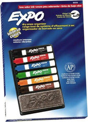 Expo - Black, Blue, Brown, Green, Orange, & Red Low Odor Chisel Tip Markers 6 Pack Dry Erase Markers - Includes Eraser & Organizer, For Use with Dry Erase Marker Boards - Eagle Tool & Supply
