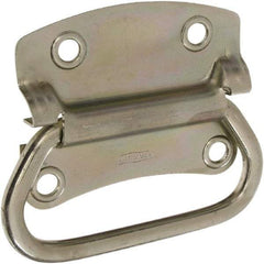 National Mfg. - 3-1/2" Wide Plate x 2-39/50" High Plate, 2-3/4" Bail ID, #0, Steel Chest Handle - #6 Screw, 4.23" Wide x 3.53" High, 0.28" Mounting Hole Diam, Zinc Plated, 4 Holes - Eagle Tool & Supply