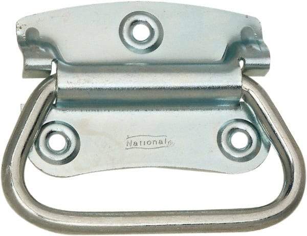 National Mfg. - 2-3/4" Wide Plate x 2" High Plate, 2" Bail ID, #0, Steel Chest Handle - #6 Screw, 3.35" Wide x 2.74" High, 0.165" Mounting Hole Diam, Zinc Plated, 4 Holes - Eagle Tool & Supply