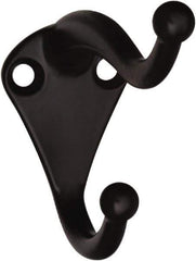 National Mfg. - 1" Wide x 2" High x 0.11" Thick, Double Coat & Hat Hook - 2-3/4" Projection, Oil Rubbed Bronze - Eagle Tool & Supply