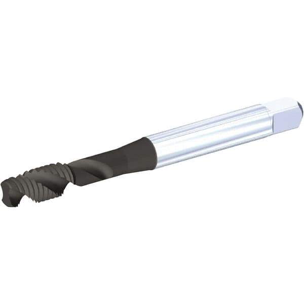 Kennametal - M10x1.50 Metric Coarse 2 Flute 6H Modified Bottoming Spiral Flute Tap - Vanadium High Speed Steel, TiN/CrC/C Finish, 100mm OAL, Right Hand Flute, Right Hand Thread, H6, Series T682 - Eagle Tool & Supply