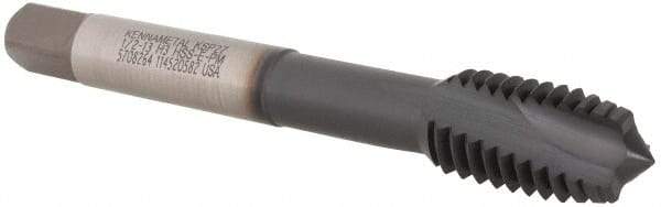 Kennametal - 1/2-13 UNC 3 Flute 3B Modified Bottoming Spiral Flute Tap - Vanadium High Speed Steel, AlCrTiN Finish, 3-3/8" OAL, Right Hand Flute, Right Hand Thread, H3, Series T692 - Eagle Tool & Supply
