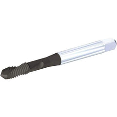 Kennametal - 1/4-20 UNC, 2 Flute, TiN/CrC/C Finish, Vanadium High Speed Steel Spiral Point Tap - Plug Chamfer, Right Hand Thread, 80mm OAL, 0.59" Thread Length, 6.48mm Shank Diam, 2B Class of Fit, Series T672 - Exact Industrial Supply
