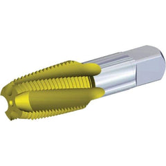 Kennametal - 1/2-14 NPT, 15° Helix, 4 Flutes, 2-1/2 - 3-1/2 Chamfer, Oxide Finish, High Speed Steel, Spiral Flute Pipe Tap - Right Hand Flute, 1.38" Thread Length, 0.5790" Projection, Series T854 - Eagle Tool & Supply
