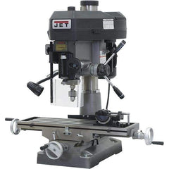 Jet - 1 Phase, 15-7/8" Swing, Step Pulley Mill Drill Combination - 9-1/2" Table Length x 32-1/4" Table Width, 20-1/2" Longitudinal Travel, 7" Cross Travel, 12 Spindle Speeds, 2 hp, 115/230 Volts - Eagle Tool & Supply