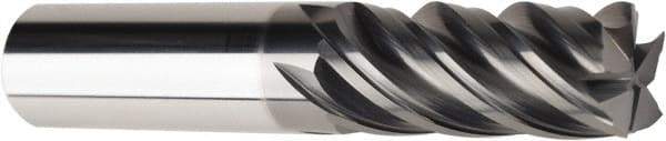 American Tool Service - 1", 1-3/4" LOC, 1" Shank Diam, 4" OAL, 5 Flute, Solid Carbide Square End Mill - Single End, AlCrN Finish, Spiral Flute, Variable° Helix, Centercutting, Right Hand Cut, Right Hand Flute - Eagle Tool & Supply