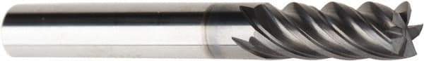 American Tool Service - 5/16", 13/16" LOC, 5/16" Shank Diam, 2-1/2" OAL, 5 Flute, Solid Carbide Square End Mill - Single End, AlCrN Finish, Spiral Flute, Variable° Helix, Centercutting, Right Hand Cut, Right Hand Flute - Eagle Tool & Supply