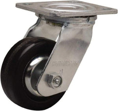 Hamilton - 4" Diam x 1-1/2" Wide x 5-5/8" OAH Top Plate Mount Swivel Caster - Phenolic, 600 Lb Capacity, Straight Roller Bearing, 4 x 4-1/2" Plate - Eagle Tool & Supply