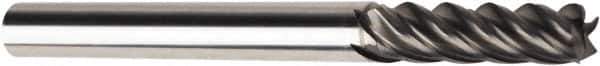 American Tool Service - 3/16", 5/8" LOC, 3/16" Shank Diam, 2" OAL, 5 Flute, Solid Carbide Square End Mill - Single End, AlCrN Finish, Spiral Flute, Variable° Helix, Centercutting, Right Hand Cut, Right Hand Flute - Eagle Tool & Supply