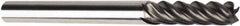 American Tool Service - 3/16", 5/8" LOC, 3/16" Shank Diam, 2" OAL, 5 Flute, Solid Carbide Square End Mill - Single End, AlCrN Finish, Spiral Flute, Variable° Helix, Centercutting, Right Hand Cut, Right Hand Flute - Eagle Tool & Supply