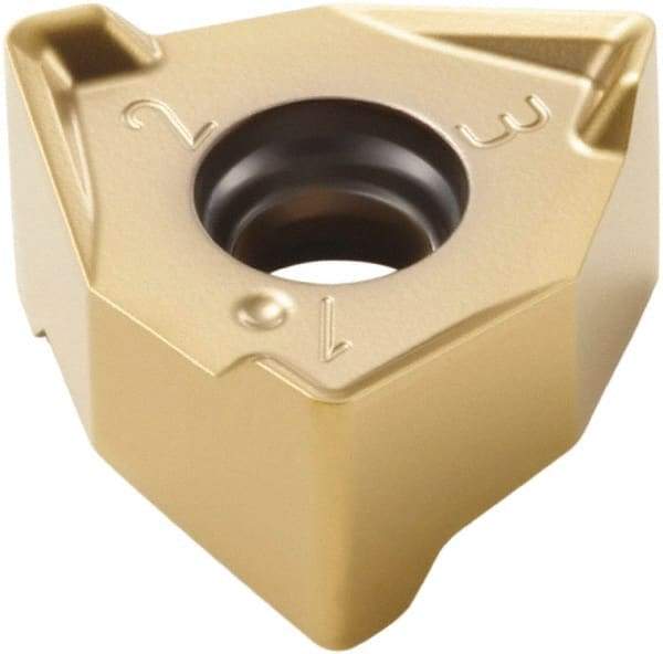 Seco - XNEX080604 ME09 Grade F40M Carbide Milling Insert - TiAlN/TiN Finish, 0.2547" Thick, 0.4913" Inscribed Circle, 0.4mm Corner Radius - Eagle Tool & Supply