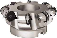 Seco - 10 Inserts, 6.689" Cutter Diam, 0.0787" Max Depth of Cut, Indexable High-Feed Face Mill - 1.5748" Arbor Hole Diam, 0.6457" Keyway Width, 2.4803" High, R220.21 Toolholder, ON.. 09.. Inserts - Eagle Tool & Supply