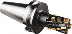 Seco - 50mm Cut Diam, 77mm Max Depth of Cut, 250mm OAL, Indexable Square Shoulder Helical End Mill - BT50 Taper Shank, 90° Lead Angle, Series Turbo - Eagle Tool & Supply