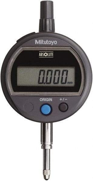 Mitutoyo - 0 to 12.7mm Range, 0.001mm Graduation, Electronic Drop Indicator - Lug Back, Accurate to 0.003mm, Metric System, LCD Display - Eagle Tool & Supply